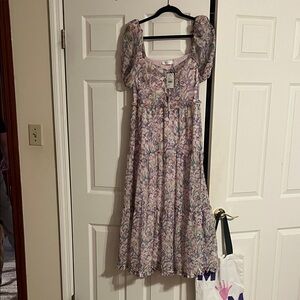 Astr Floral Puff Sleeve Maxi Dress